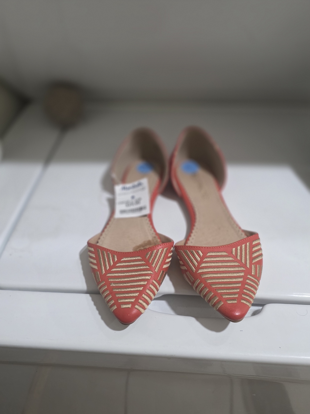Marshalls Coral and Beige Pointed D'Orsay Flats